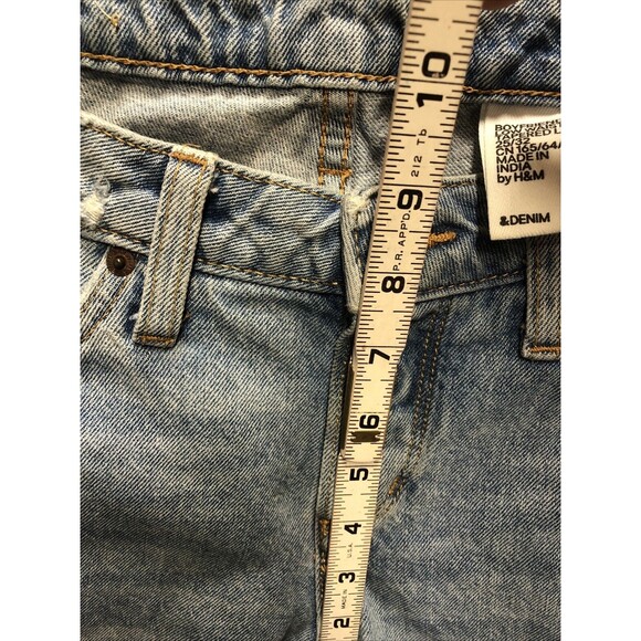 H&M Denim Boyfriend Jeans 25/32 Low Waist Tapered Leg Stained Factory Destroyed - Picture 8 of 15